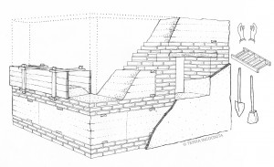 Rammed earth wall with brick layers Tapia con verdugadas de ladrillo